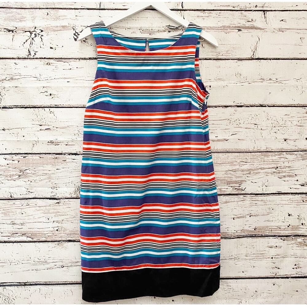LOFT ANN TAYLOR Multi-Color Striped Shift Dress Women's Size 8 Sleeveless